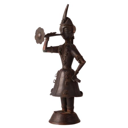 Handmade Brass Statues of a Musician Lady
