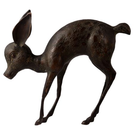 Handmade Brass Baby Deer Statue in English Art