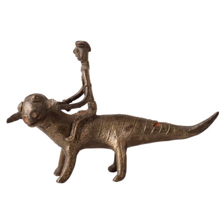 Brass Animal & Rider Statue with Fine Finish