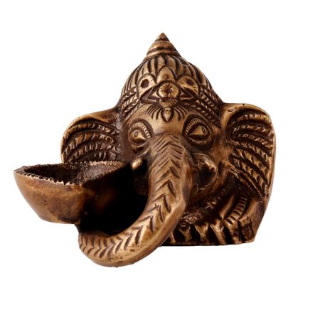 Brass Statue Of Ganesha With Diya One One SIde