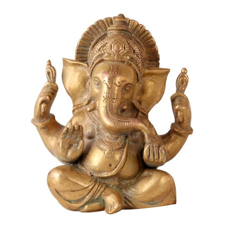 Lord Ganesha Brass Statue Deco Work
