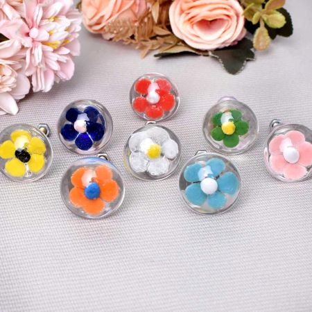 Glass Flower Engraved Multicolor Pack of 8 Cabinet Knobs