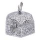 6 Sided Carved Silver Storage With Peacock Finial