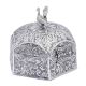 6 Sided Carved Silver Storage With Peacock Finial
