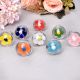 Glass Flower Engraved Multicolor Pack of 8 Cabinet Knobs