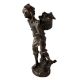 Brass Grape Picker Figure Statue of a Young Boy