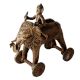 Brass Elephant With Rider Temple Toy On Wheels