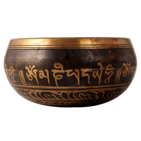 Round Tibetan Om Singing Bowl made of Bell Metal
