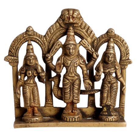 Lord Murugan/Kartikeya Brass Statue with Valli and Devasena