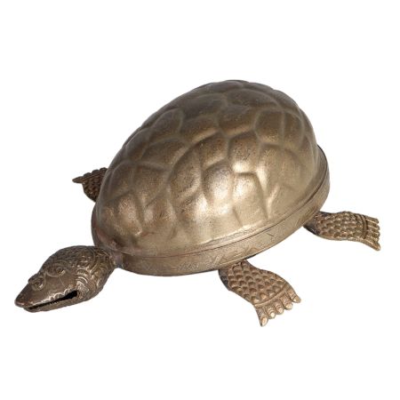 Embellished Brass Turtle Figurine For Decor