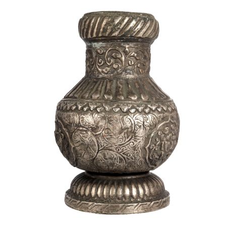 Aesthetic White Metal Flower Pot in Tibetan Art