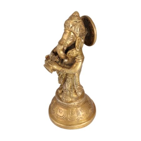 Handmade Brass Lord Ganesha Playing Trumpet