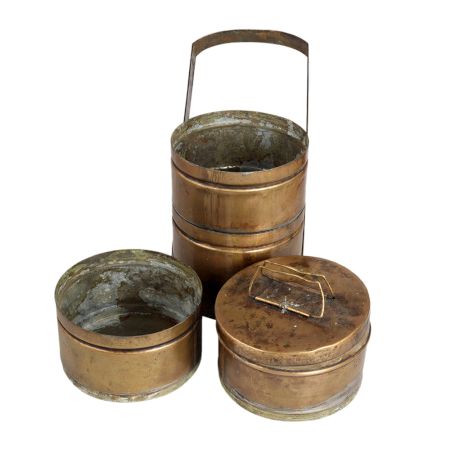 Traditional Brass Tiffin Box with Four Sections
