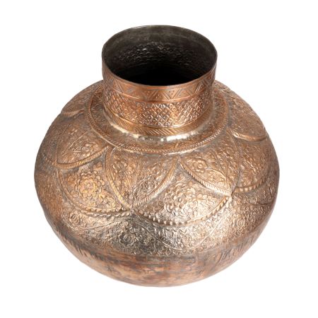 Engraved Copper Water Pot or Matka for Decor