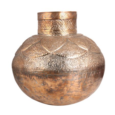 Engraved Copper Water Pot or Matka for Decor