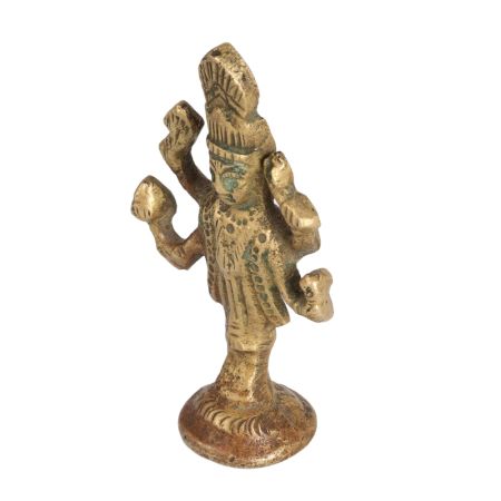 Small Brass Lord Vishnu Statue for Worship
