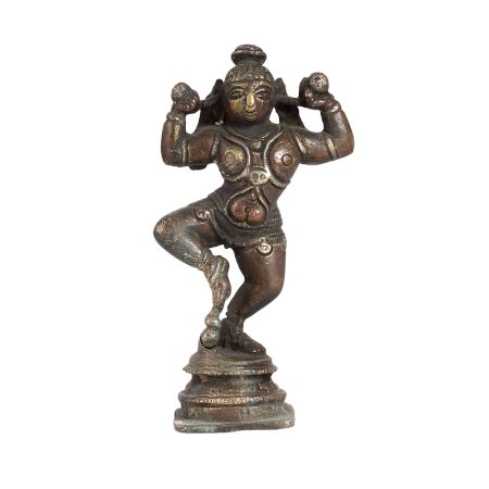Brass Lord Krishna Dancing Statue in Antique Finish