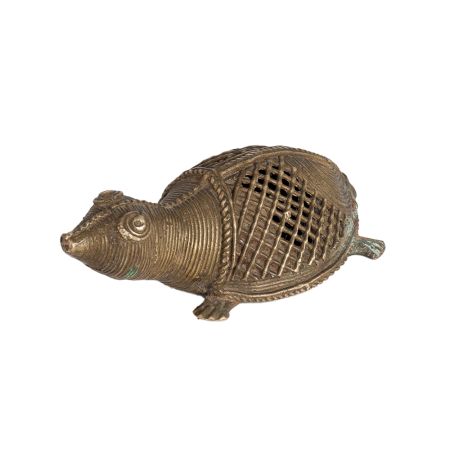 Small Handmade Brass Turtle in Jali Work