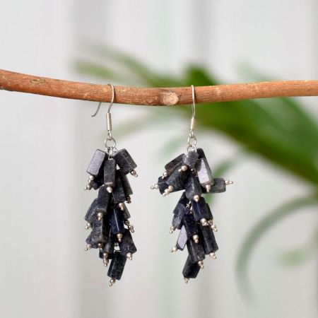 Dark PurpleÂ Bead Hook Earrings made of Sterling Silver 92.5