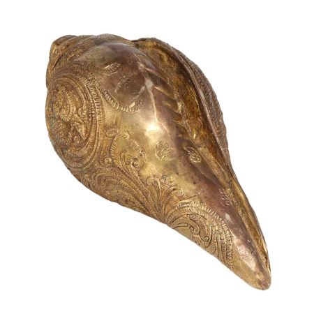 Brass Engraved Conch Shell for Pooja