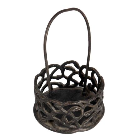 Elegant Black Brass Basket for Decor
