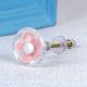 Pink Flower Engraved Glass Dresser Knobs