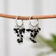 92.5 Sterling Silver and Black Onyx Hoop Earrings