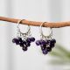 Small Purple Stone Bead 92.5 Sterling Silver Hoop Earrings