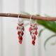 92.7 sterling Silver Blood Red Diamond Bead Drop and Danglers