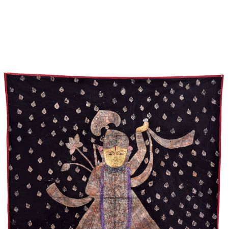 Black Folk Nathwara Painting With Leaf Motifs