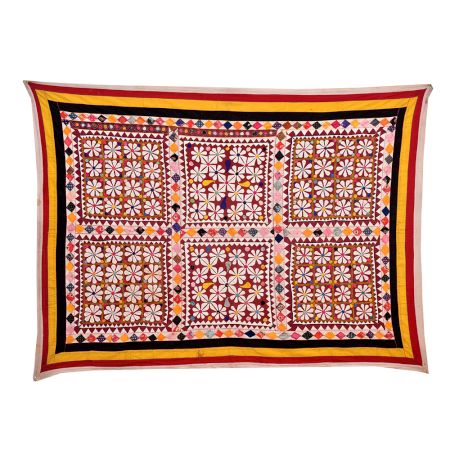 RectangularVintage  Embroiderd Cloth Wall Hanging