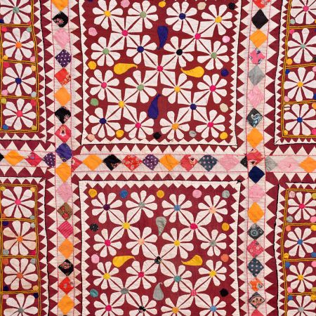 RectangularVintage  Embroiderd Cloth Wall Hanging