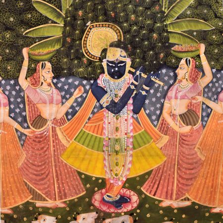 Vibrant Multi-Colour Lord Krishna Pichwai Painting