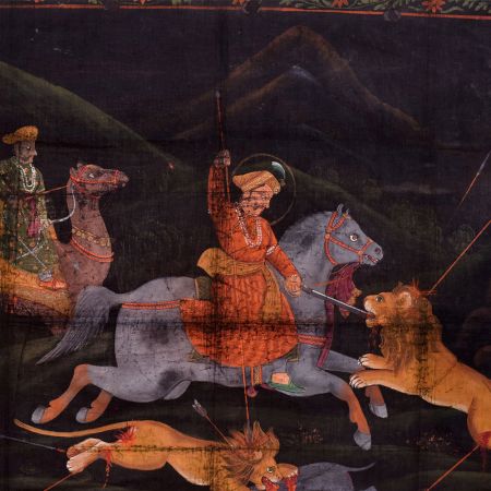 Hunting Scenery Pichwai Painting for Home Decoration