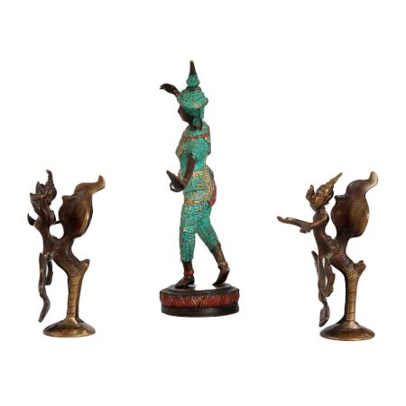 Brass Goddess Burmese Statue for Decor Set of 3