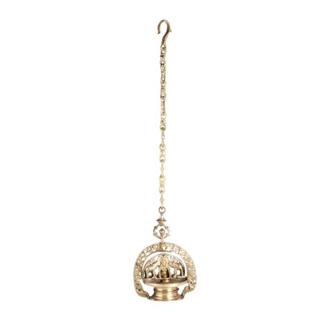 Vintage Brass Hanging Gajalakshmi Oil Lamp