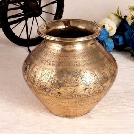 Indian Brass Used Water Pot for Rituals