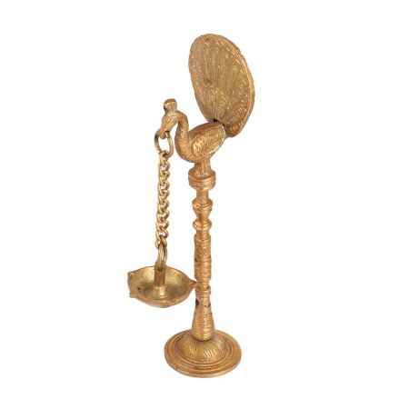 Golden Hanging Peacock Oil Lamp for Decor