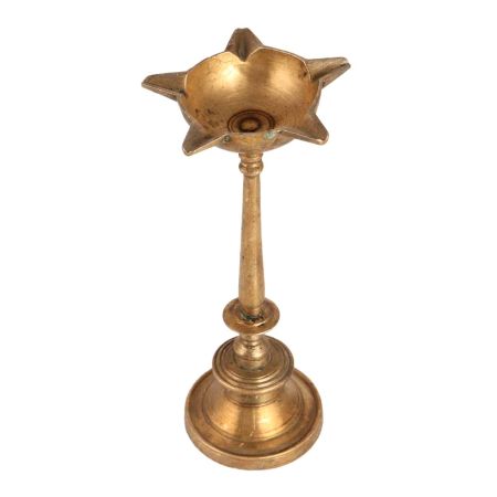 Traditional Brass Oil Lamp with 5 Jyots