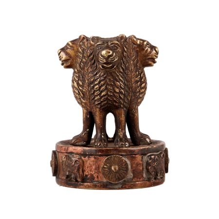 Handcrafted Brass Ashoka Lion Stupa Statue