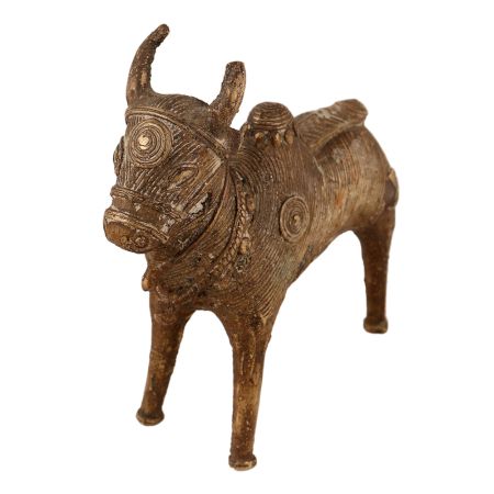 Indian Brass Nandi Statue in Tribal Art