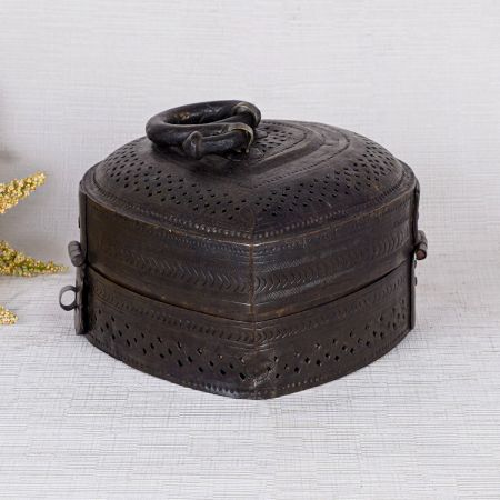 Vintage Brass Jewelry Box with Jali Engraving