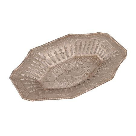 Handcrafted Metal Tray in Silver Finish