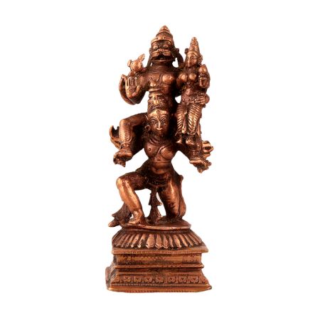 Handmade Copper Statue of Narasimha, Lakshmi and Garuda