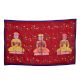 Hand Painted 3 Meditating Jain Gurus on Red Cloth
