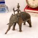 Brass Elephant with Mahout Statue for Decor