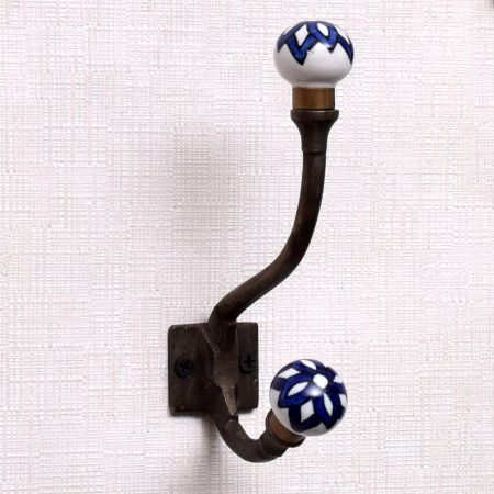Navy Blue Floral Iron Hooks-EHG-61