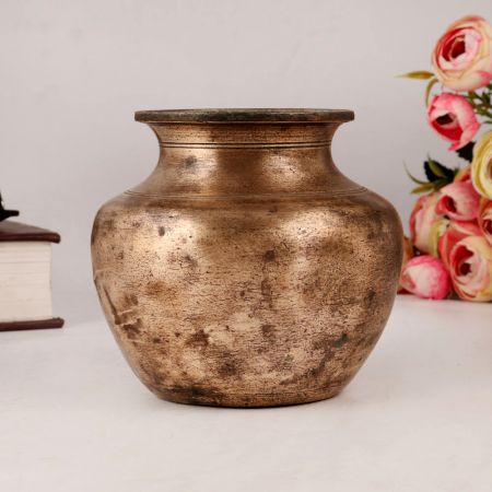 Round Plain Brass Water Pot Lota for Rituals