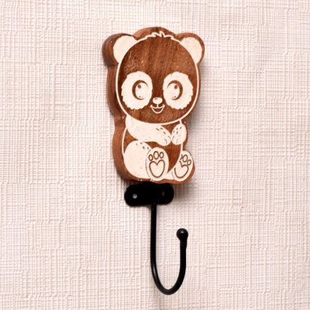 Brown Wooden Panda Coat Hooks