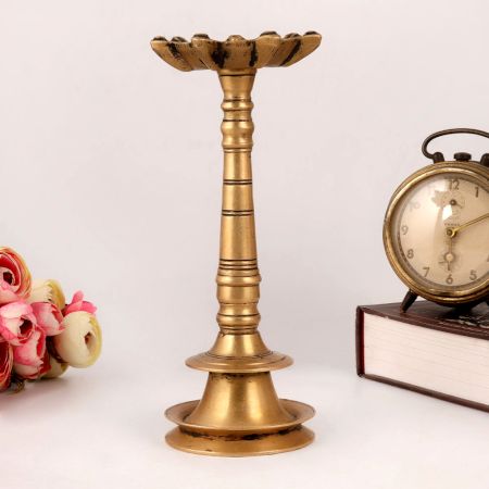 Traditionally Crafted Brass Oil Lamp with 7 Jyots